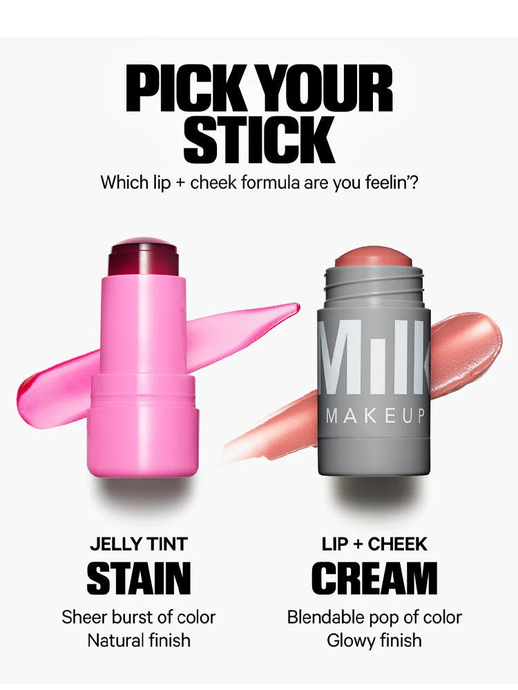 Milk Mackup Cooling Water Jelly Tint sheer lip + cheek stain Burst - Poppy pink