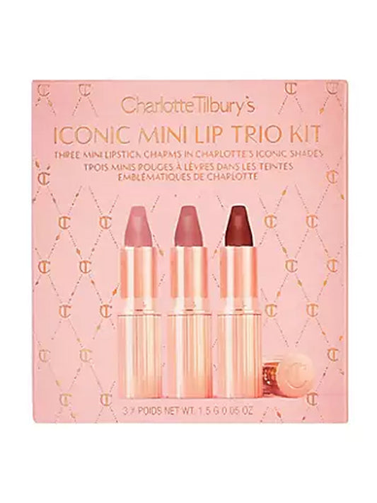Charlotte Tilbury Iconic Mini Lip Trio Kit - Pillow Talk, Walk of No Shame, Supermodel (Pack of 3)