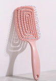 Casual-Style Plastic Detangling Hair Brush - Freestanding, No Electricity Needed - Wet or Dry Use for All Hair Types - 1pc Hollow Out Hairdressing Brush-Color Pink