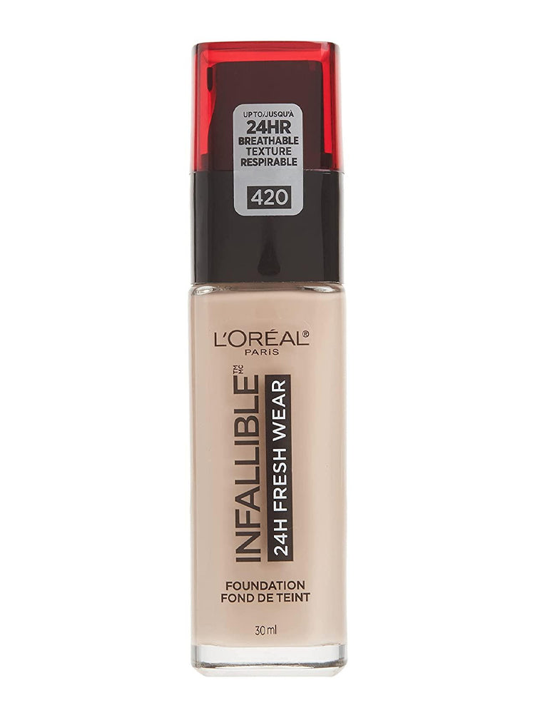 L'Oreal Paris Makeup Infallible Up to 24 Hour Fresh Wear Foundation,  420 True Beige