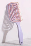 Nylon Bristle Finishing Hair Brush Detangling Comb for Normal Hair Types - Hollow Out Wet or Dry Hairdressing Brush-Color Purple