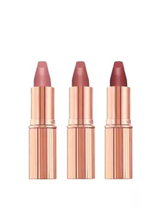 Charlotte Tilbury Iconic Mini Lip Trio Kit - Pillow Talk, Walk of No Shame, Supermodel (Pack of 3)