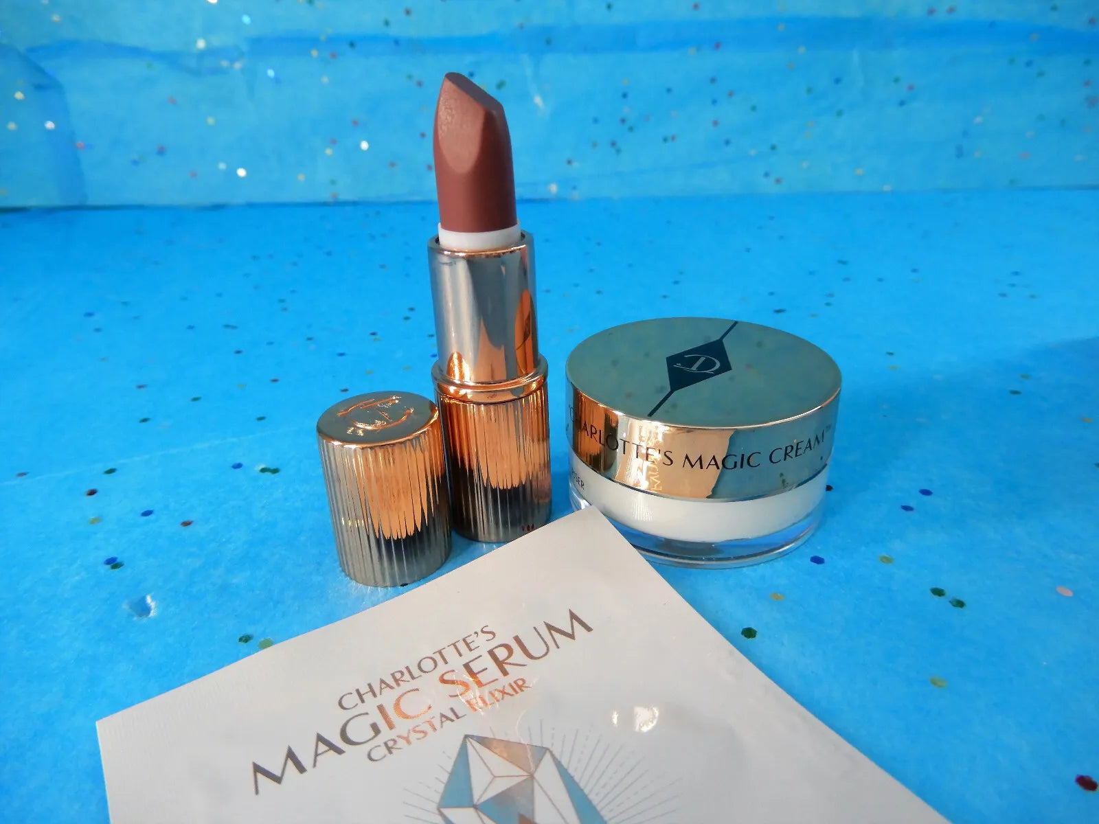 Charlotte Tilbury Pillow Talk (2-medium)Lipstick, Magic Cream 7ml trial size  Magic Serum sample