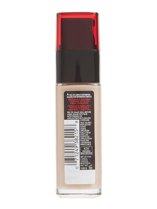 L'Oreal Paris Makeup Infallible Up to 24 Hour Fresh Wear Foundation,  420 True Beige