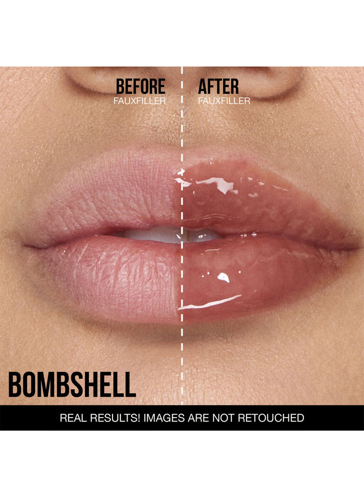Huda Beauty FAUX FILLER Extra Shine Lip Gloss Shade Bombshell