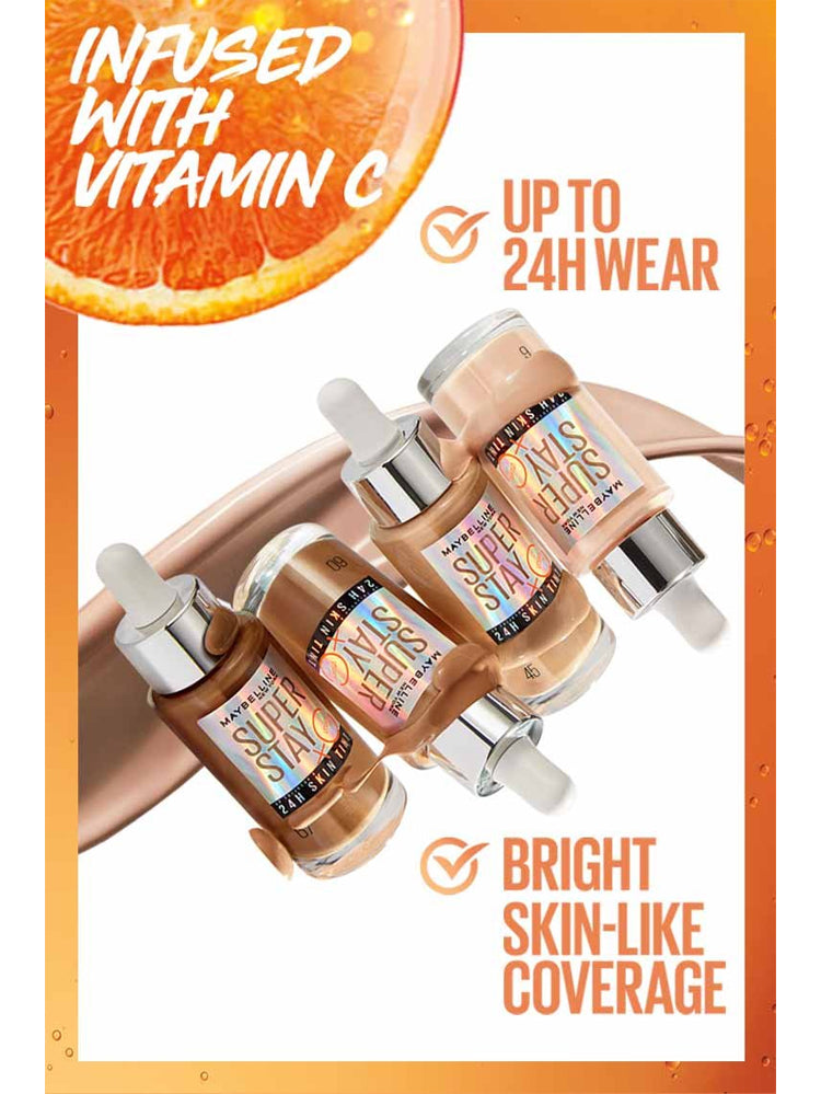 MAYBELLINE SUPER STAY UP TO 24HR SKIN TINT WITH VITAMIN C SHADE 220- Light medium warm subtle Undertones