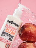 Soap and Glory Peaches & Clean Deep Cleansing Milk - 4 in1 Milk Cleanser & Makeup Remover with Peach Extract, Ginseng & Jojoba Oil - Hydrating Facial Cleanser for Clarified & Energized Skin (350ml)