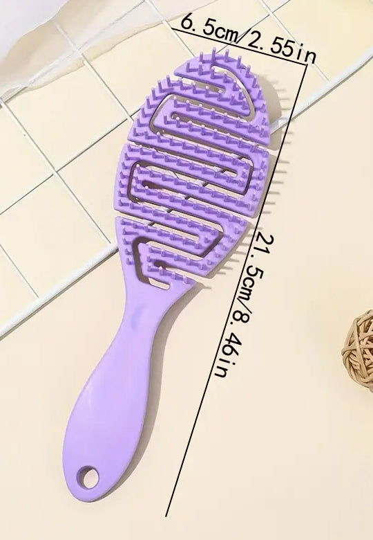 Hollow Out Hairdressing Comb Anti-Static Detangling Hair Brush Scalp Massage Hair Brush For All Hair Types-Color Black