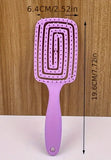 Square Hollow Out Plastic Hairdressing Comb Scalp Massage Hair Comb Anti Static Vented Hair Brush For All Hair Types-Color Pink