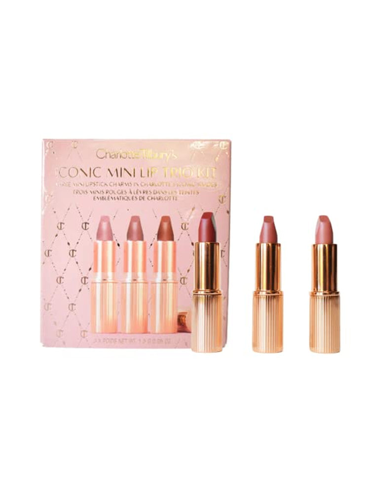 Charlotte Tilbury Iconic Mini Lip Trio Kit - Pillow Talk, Walk of No Shame, Supermodel (Pack of 3)