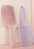 Nylon Bristle Finishing Hair Brush Detangling Comb for Normal Hair Types - Hollow Out Wet or Dry Hairdressing Brush-Color Purple