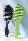 Hollow Out Hairdressing Comb Anti-Static Detangling Hair Brush Scalp Massage Hair Brush For All Hair Types-Color Black