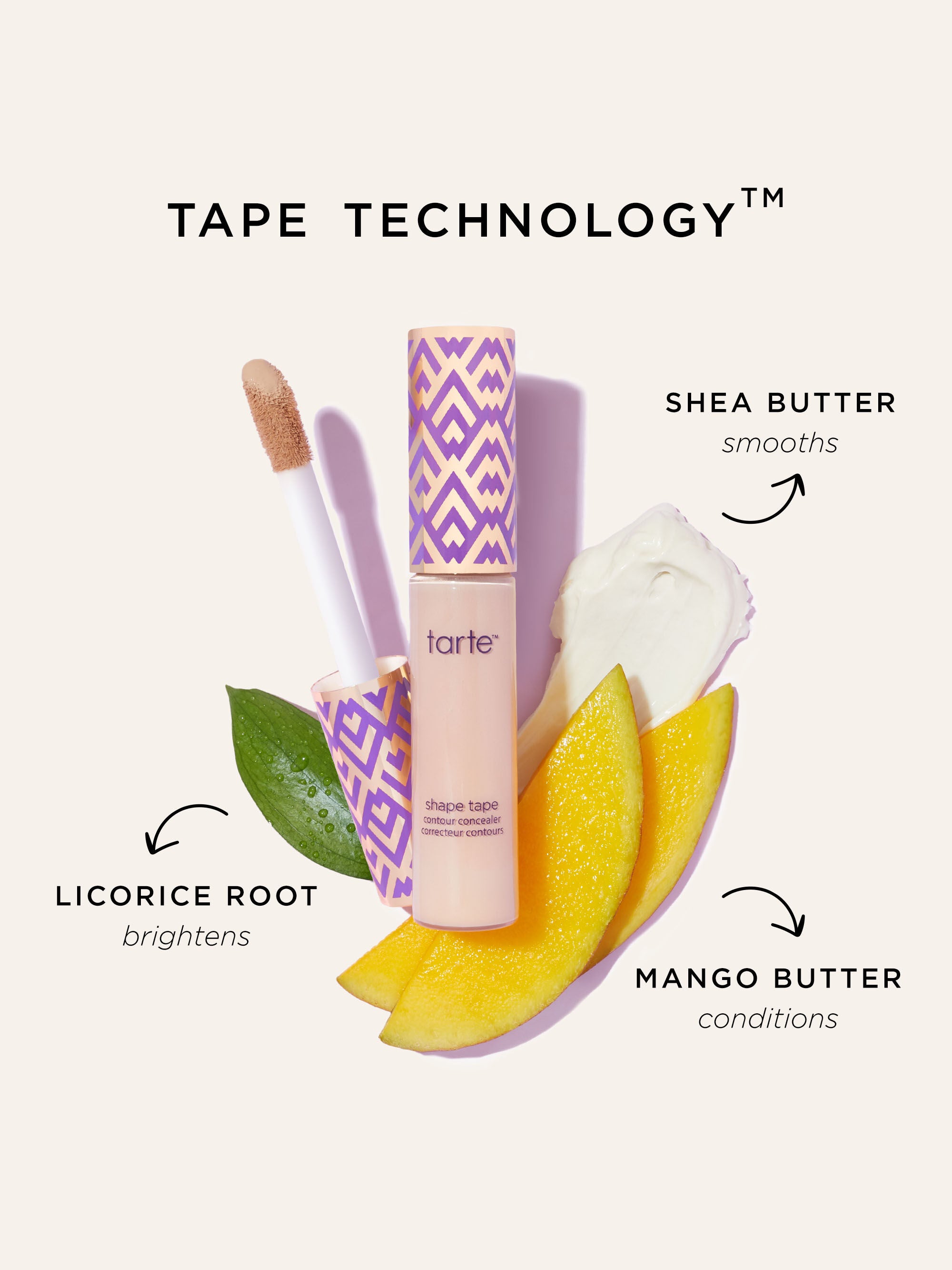 Tarte travel-size shape tape concealer full-coverage, natural matte 35H Medium Honey (medium skin with warm, peach undertones)