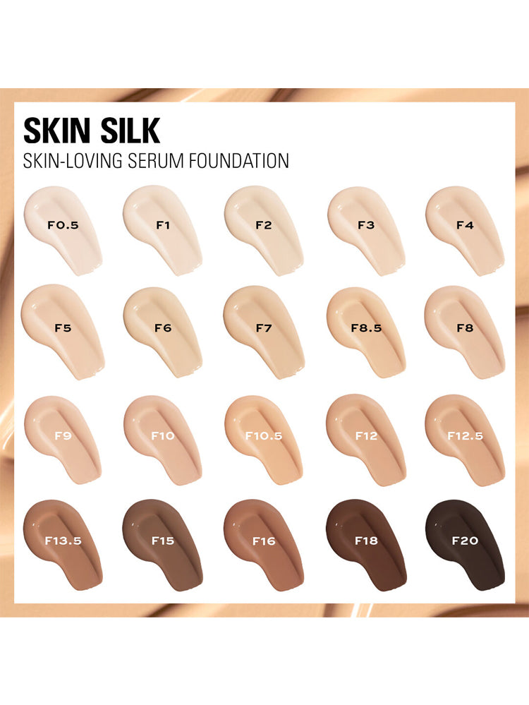 Makeup Revolution Skin Silk Serum Foundation F3 light skin tone with a neutral pink undertone