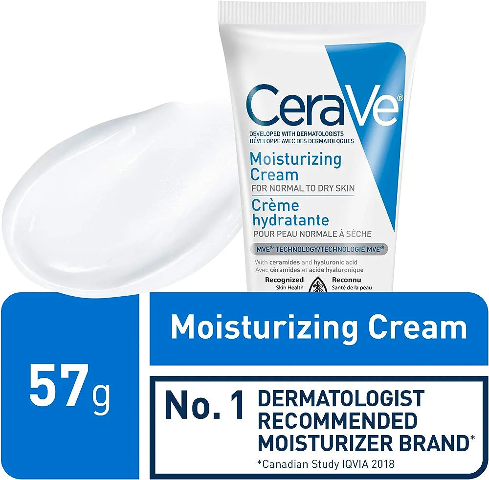 CeraVe, Moisturizing Cream, For Normal to Dry Skin, Daily Face Body Moisturizer (57g Travel Size)