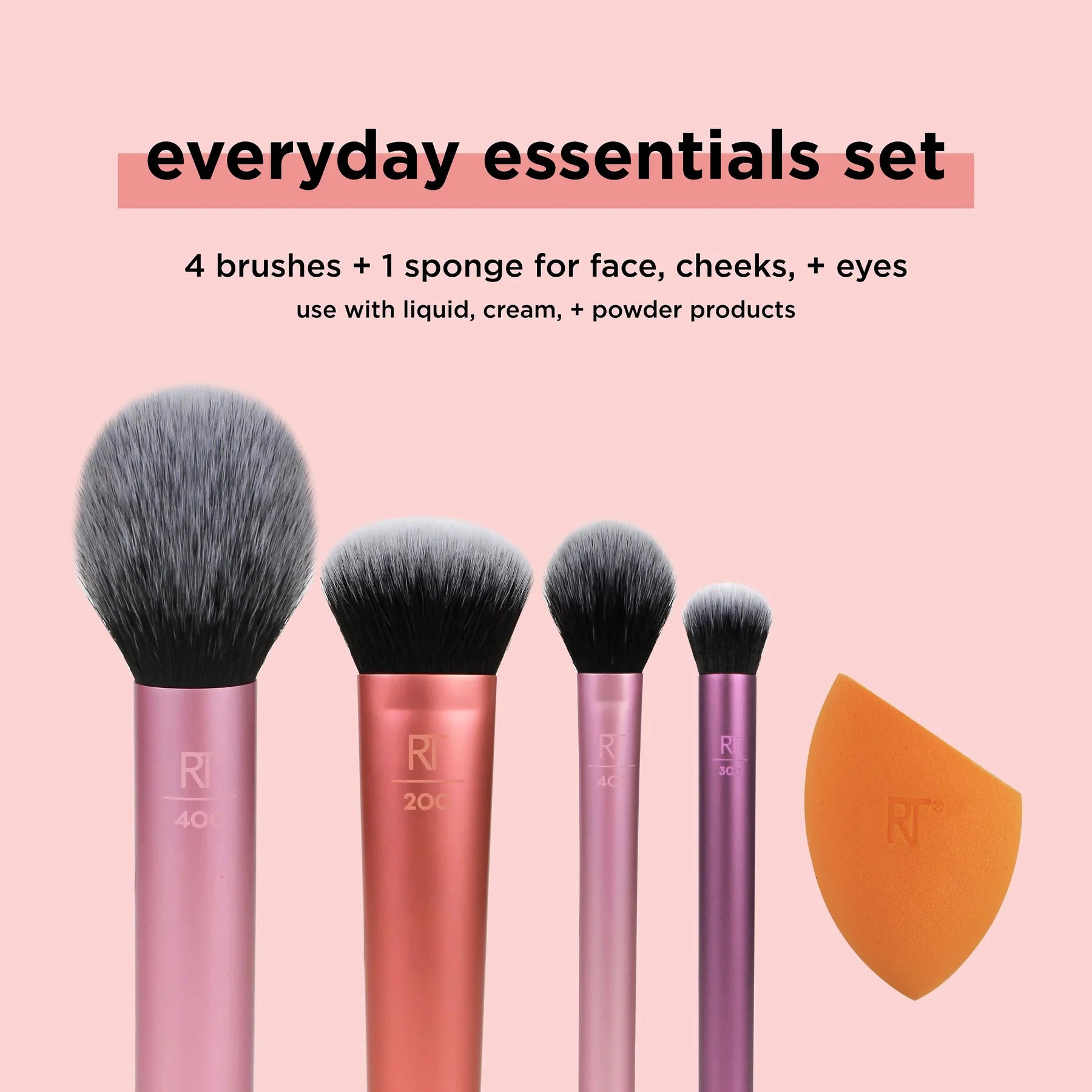 Real Techniques  Everyday Essentials Makeup Brush Set with Bonus Miracle Complexion Sponge