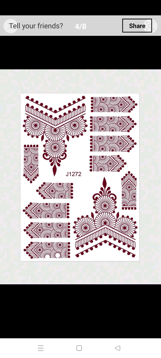 Temporary henna / mehandi tattoo design J1272