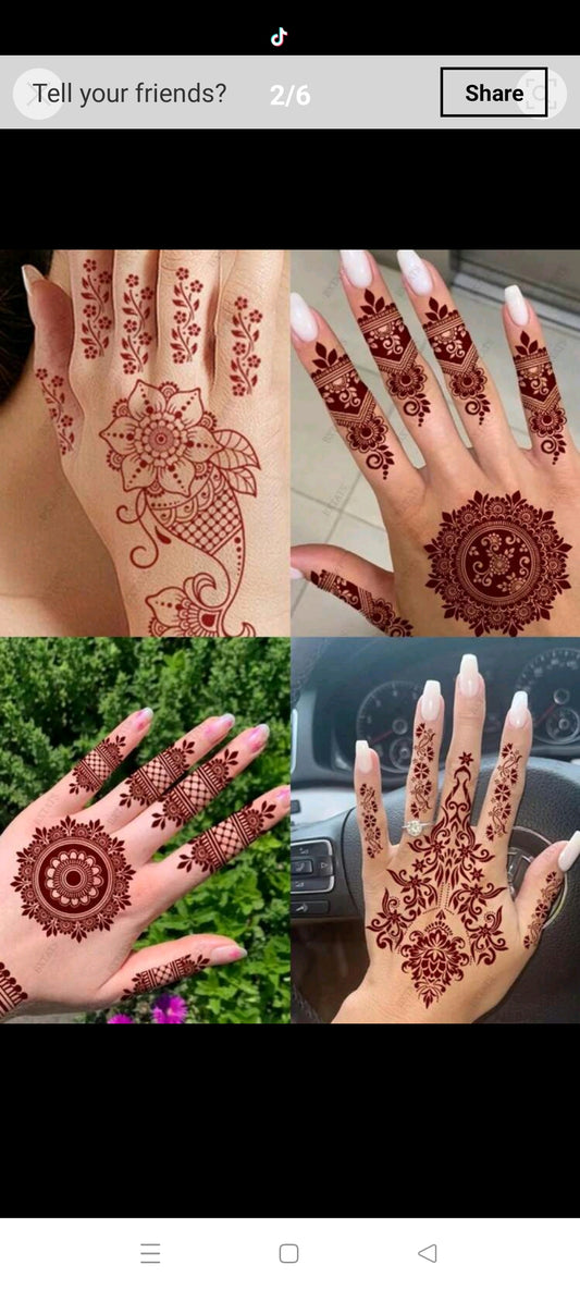 Temporary henna / mehandi tattoo design 10 one side