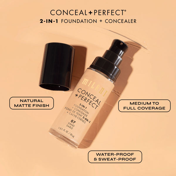 Milani CONCEAL + PERFECT 2-IN-1 FOUNDATION AND CONCEALER 00 Light Neutral (Fair with Warm Peach undertone)