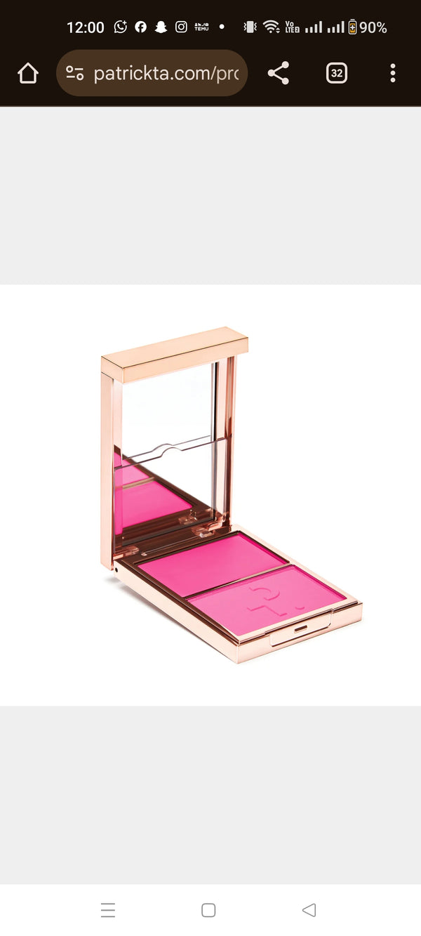 Patrickta major headlines double take creme and powder blush duo she's giving ( vibrant blue pink)