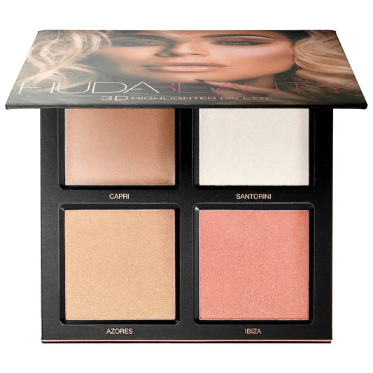 Huda Beauty 3D Cream and Powder Highlighter Palette Color Pink Sands Edition