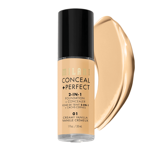 MILANI CONCEAL + PERFECT 2-IN-1 FOUNDATION AND CONCEALER 01 CREAMY VANILLA ( light with yellow undertone)